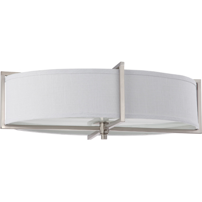 Nuvo Lighting 60/4469  Portia - 6 Light Oval Flush with Slate Gray Fabric Shade - (6) 13w GU24 Lamps Included in Brushed Nickel Finish